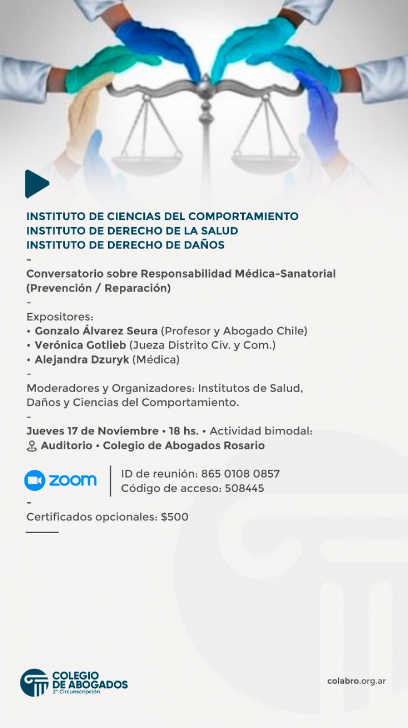 Conversatorio sobre Responsabilidad Médica-Sanatorial (Prevención / Reparación)